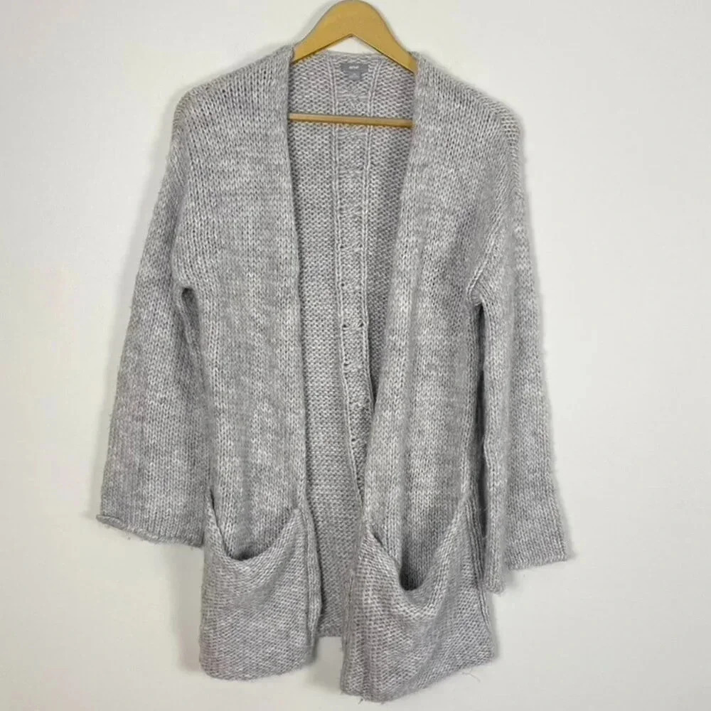Aerie Gray Wool Alpaca Open Cardigan Sweater